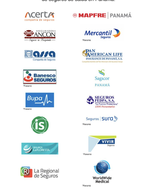 Logos of the major private health insurance providers operating in Panama.