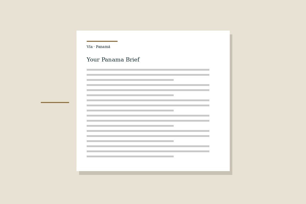 A printed Panama Brief document on a stone-colored desk.